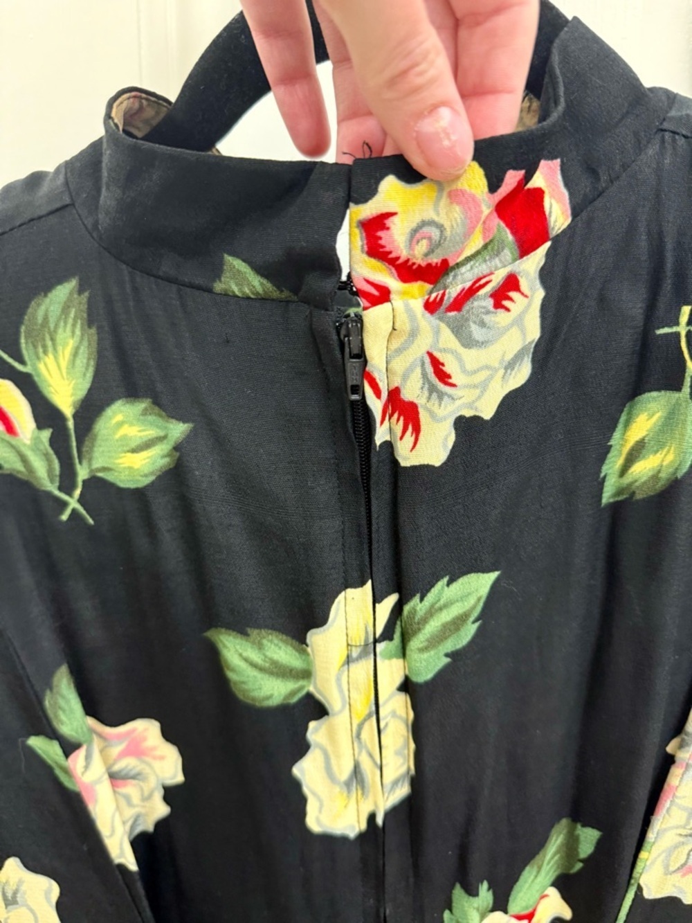 VINTAGE 90’s Asian Express Black Rose Lace Up Back Floral Maxi Dress - 7/8 - Picture 6 of 16